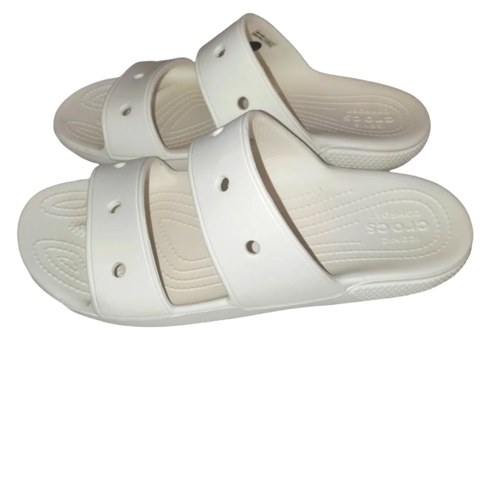 🔥CROCS White Unisex Classic Two Stap Slide On Shoes Women's Size‎ 10 Men's SZ 8